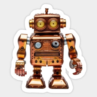 Bronze Buddy - Adorable Retro Square Robot Sticker